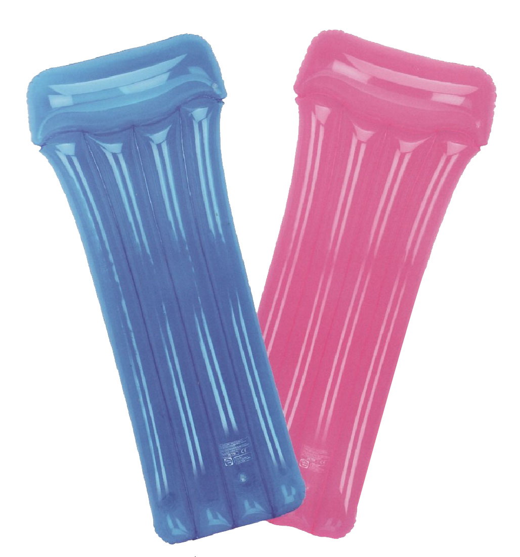 Luftmatratze, blau + rosa transparent