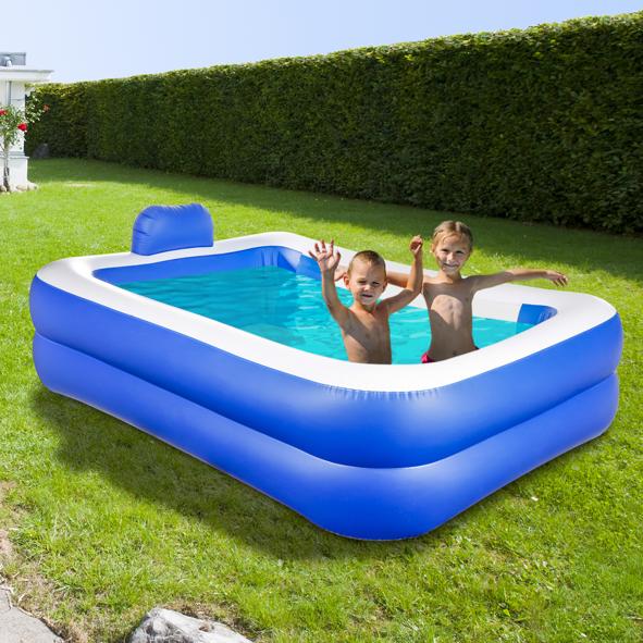 Familien Pool, transparent-blau mit Kopfteil