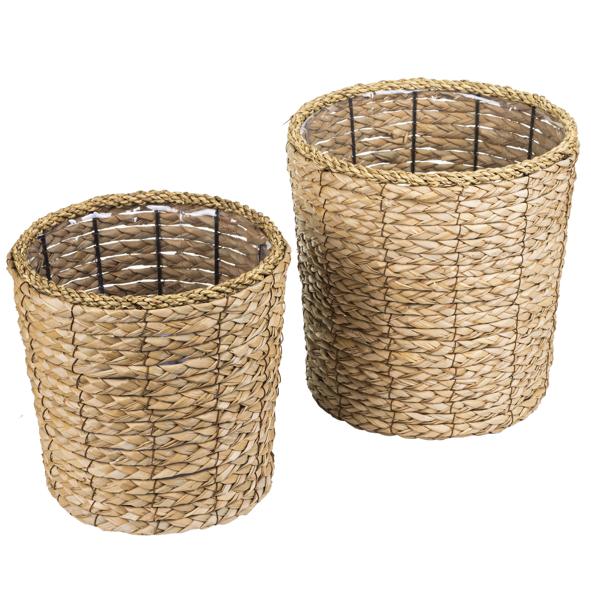 Pflanztopf aus Gras gewebt