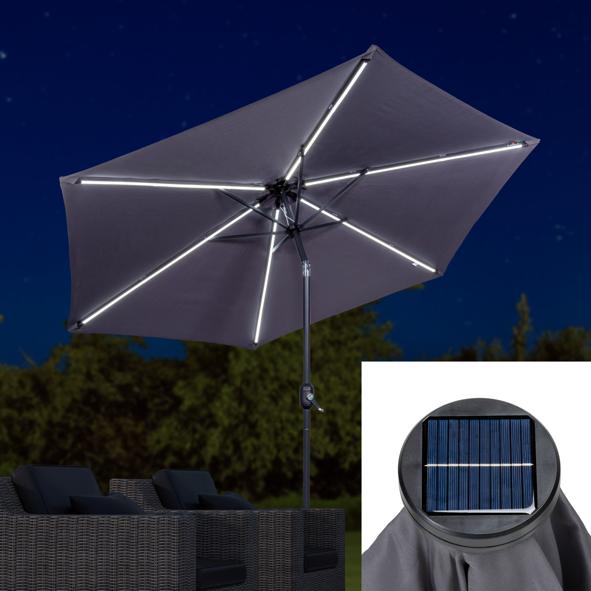 Landhausschirm 2,7m mit LED-Beleuchtung