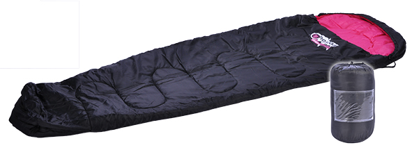 Mumienschlafsack HELGAA, schwarz/pink