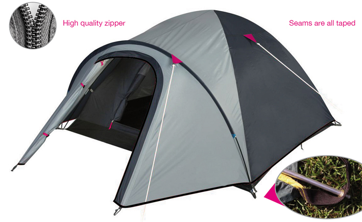 Iglu-Zelt, grau/ dunkelgrau/ pink