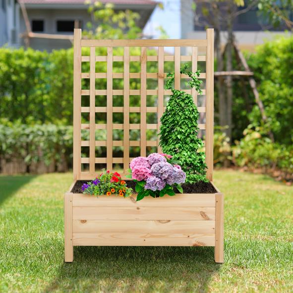 Blumenkasten mit Rankgitter