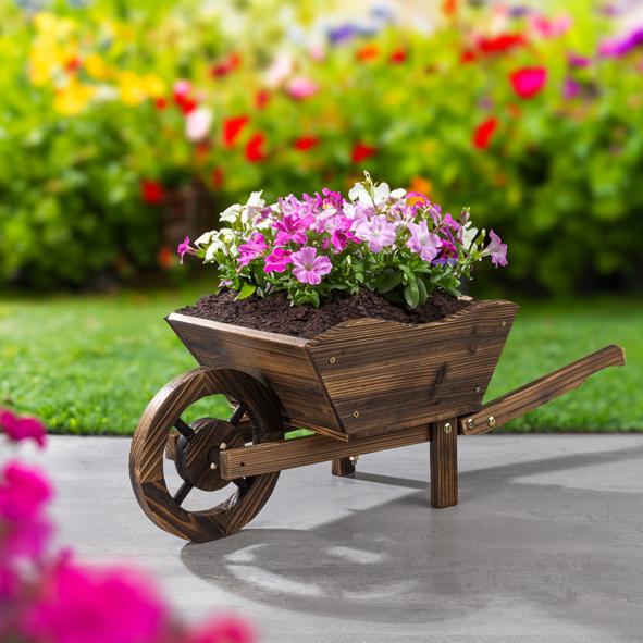 Blumenkübel Schubkarre, aus Holz
