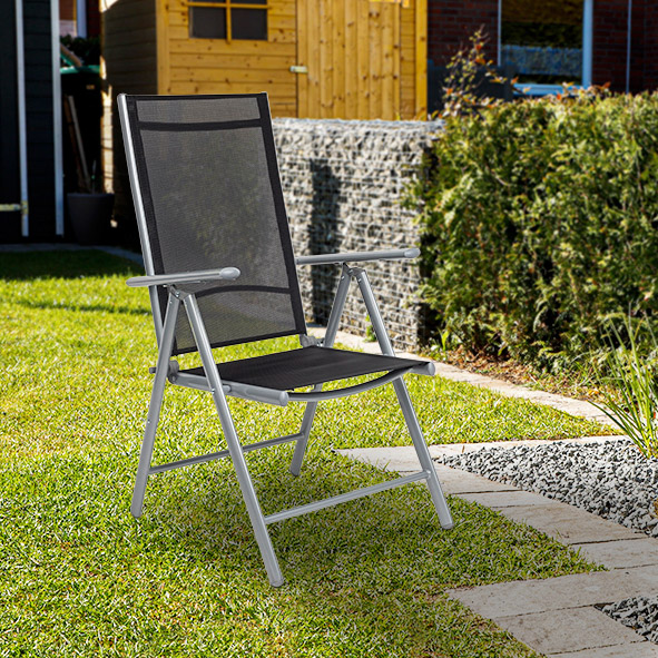 Klappstuhl aus Aluminium, Rahmen in silber