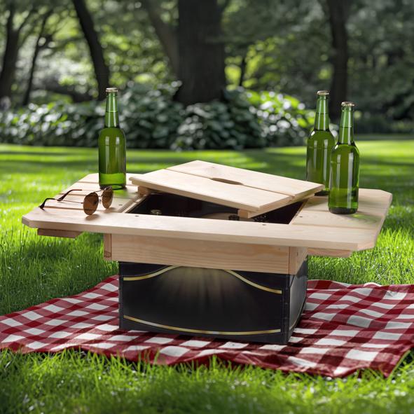Bierkasten Holztisch mit Deckel