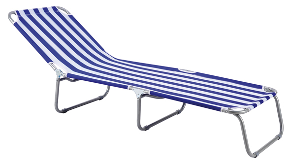 Dreibein-Sonnenliege, Farbe: blau/weiß