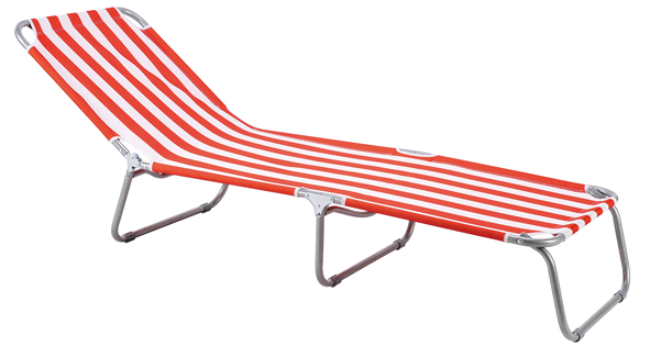 Sonnenliege - Farbe: rot/weiß