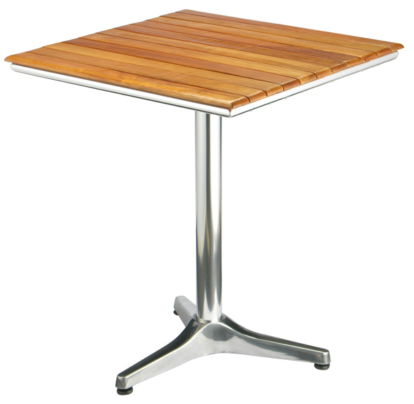 Holztisch mit Aluminiumrahmen