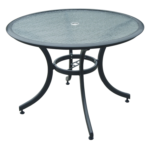 Runder Glastisch mit Alurahmen