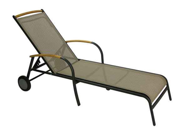 Aluminium-Gartenliege mit Teakholz-