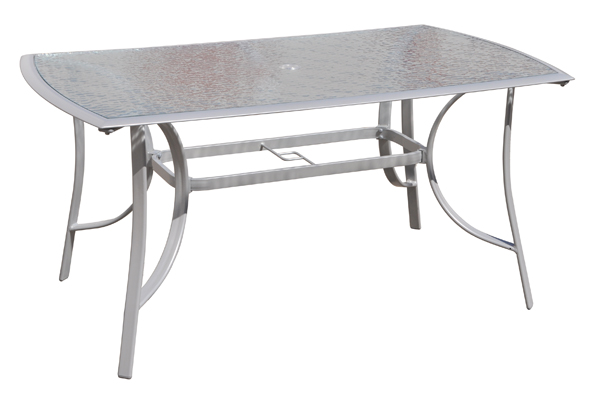 Aluminium/Stahl Tisch mit Glasplatte