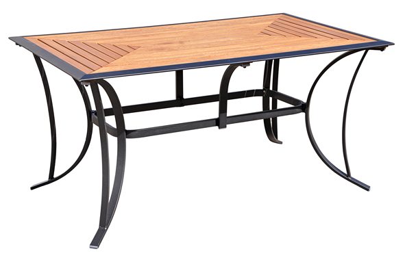 Tisch aus Teakholz und Aluminiumrahmen