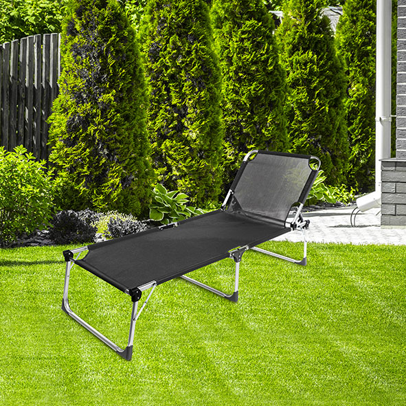 Dreibeinliege / Sonnenliege, XXL, schwarz