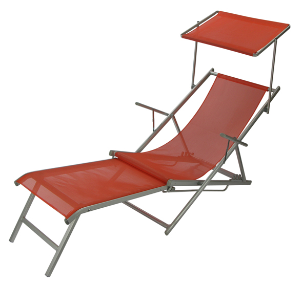 Sonnenliege mit Sonnendach, rot