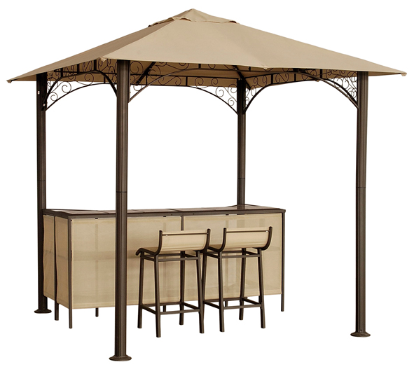 Pavillon mit Bartisch und 2 Barhocker