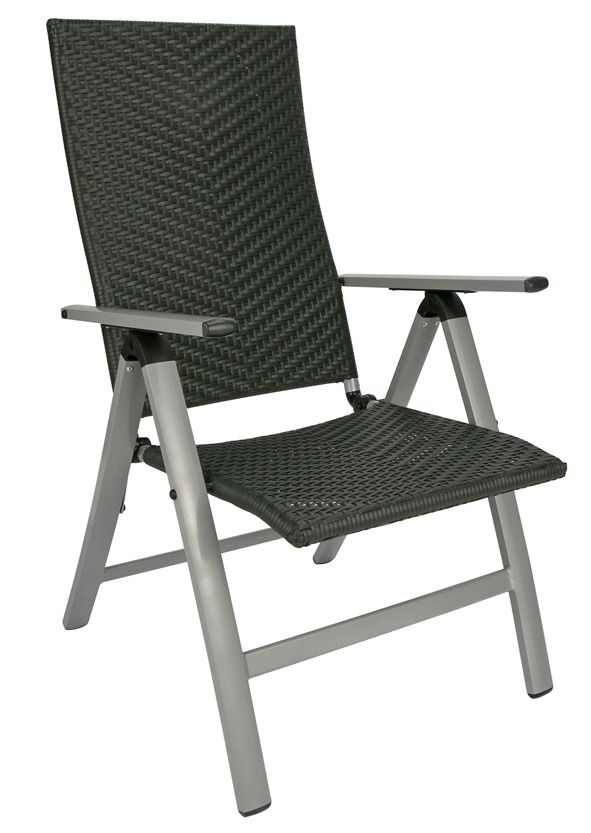 Klappstuhl mit Alurahmen und Rattan-