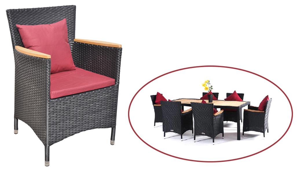 Rattan - Stuhl inkl. Sitz-& Zierkissen