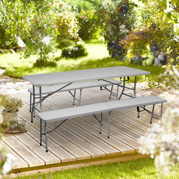 Bierzeltgarnitur in Rattanoptik, Rattan-Optik