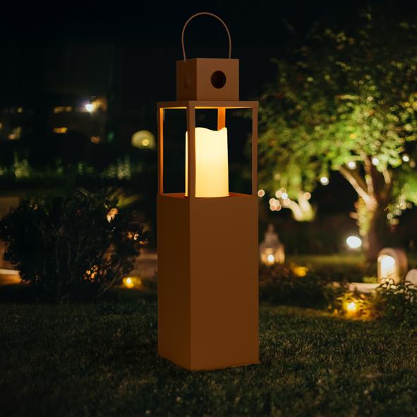 LED Metall Laterne im Rostlook