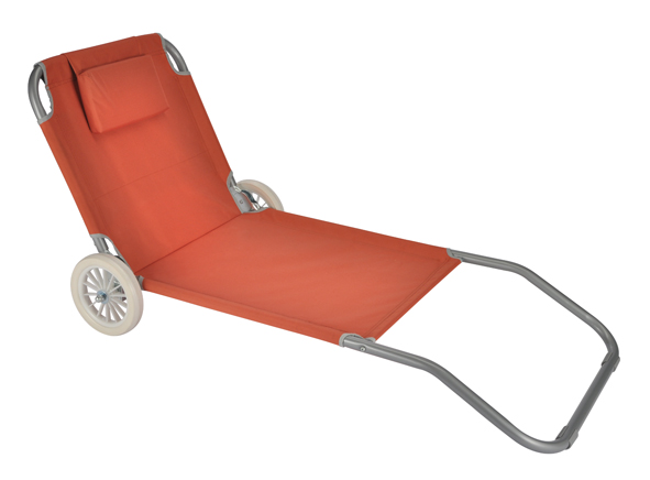Strandliege mit Rädern, terrakotta