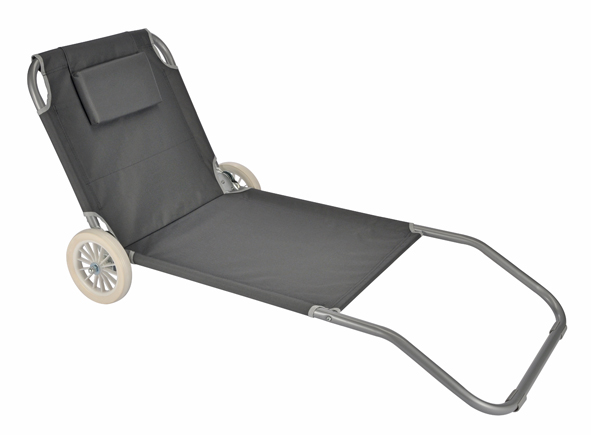 Strandliege mit Rädern, anthrazit