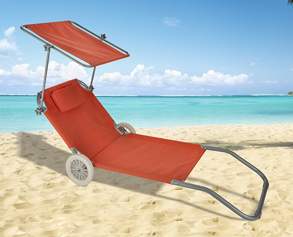 Strandliege mit Rädern, terrakotta