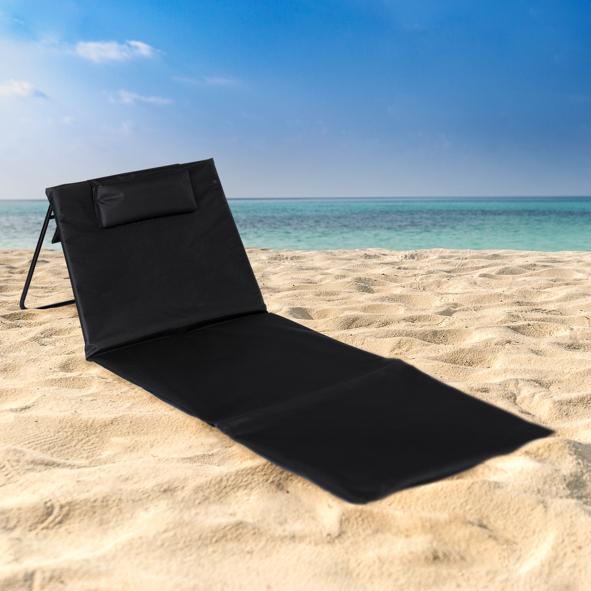 Strandliege, klappbar, schwarz