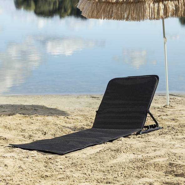 Strandliege, klappbar, schwarz