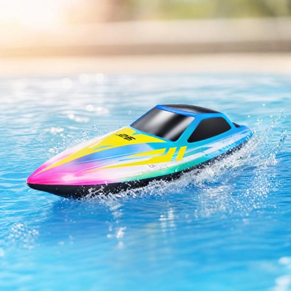 Ferngesteuertes Boot mit LED – Maße: ca. 27 x 8,5 x 18,5cm 