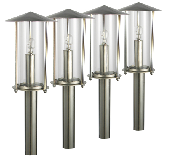 Edelstahl-Gartenleuchten-Set 4 tlg.