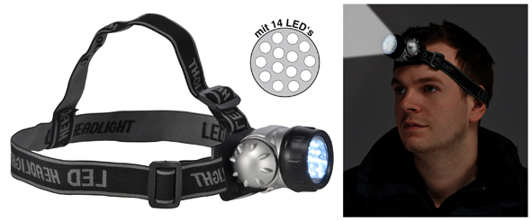 Kopflampe aus Kunststoff mit verstell-