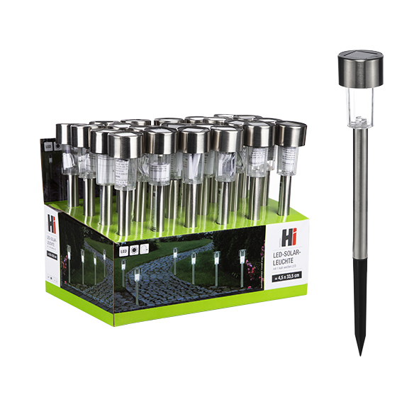 Solarlampe mit Erdspieß, im Display