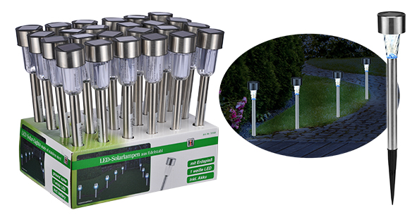 Solarlampe mit Erdspieß, im Display,