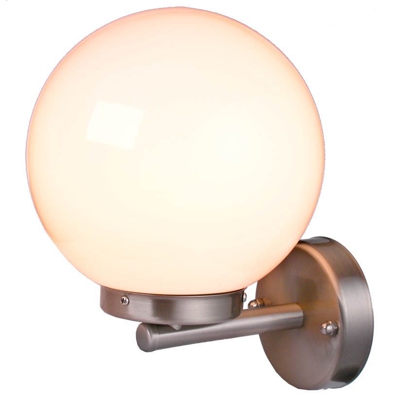 Edelstahlgartenleuchte mit Glaskugel,