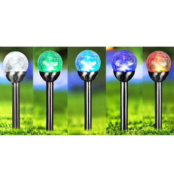 LED Solarlampe mit Glaskugel, m.Crackle-