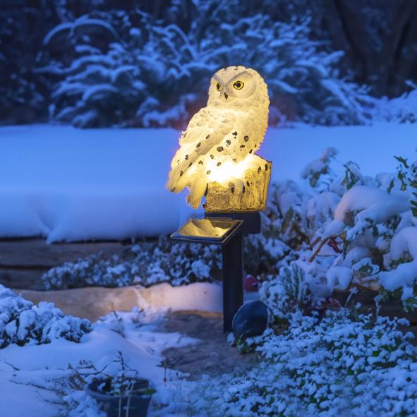 LED Solar Schneeeule Gartenstecker