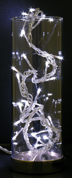 Beleuchteter Glaszylinder mit 32 Lampen