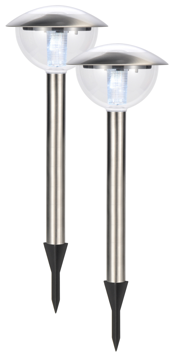 Solarlampe aus Edelstahl, 2er Set