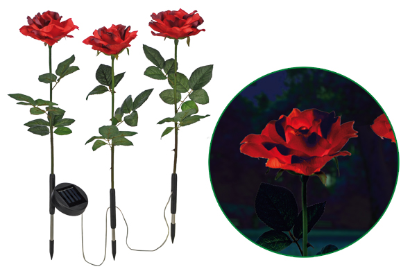 Gartenstecker "Rosen mit Solarlicht"