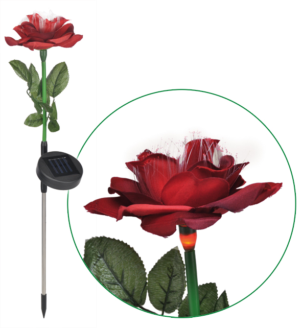 Gartenstecker Rose mit Solarlicht