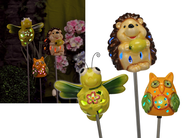 LED Solar-Gartenstecker aus Keramik