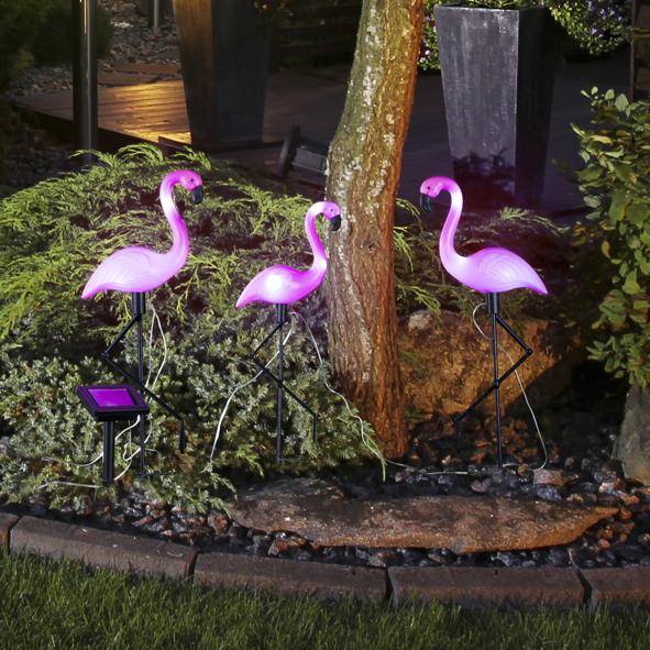 Solar Gartenstecker Flamingo 3er Set