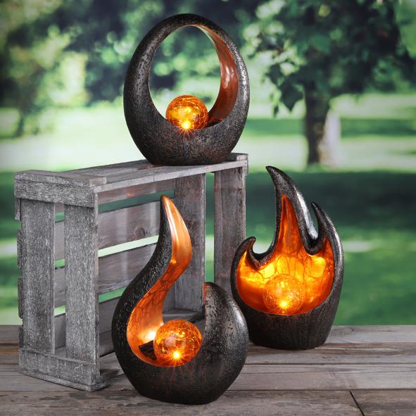 Solar Tischleuchte mit orangener Kugel