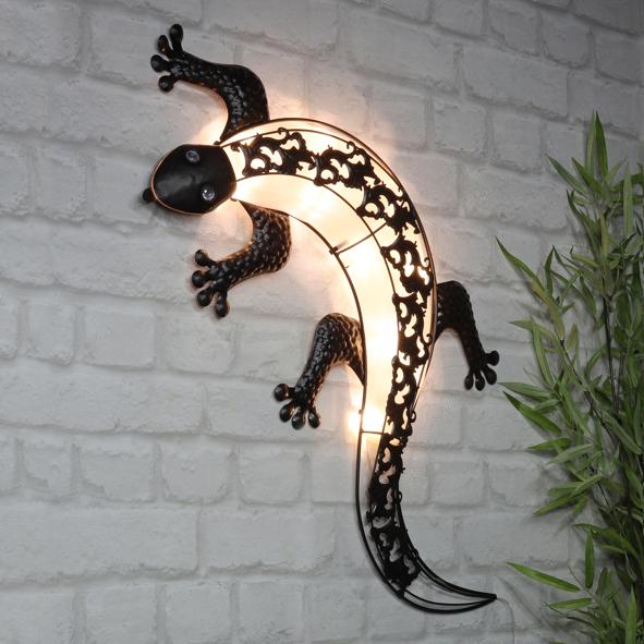 Solar Wandlicht Gecko mit 10 LED