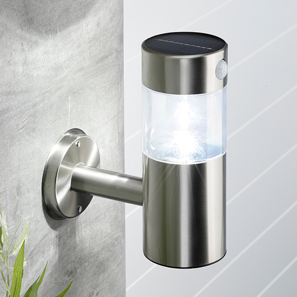 Solar Garagen-Außenleuchte aus Edelstahl