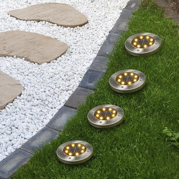 LED Solar Bodenleuchte 4er Set