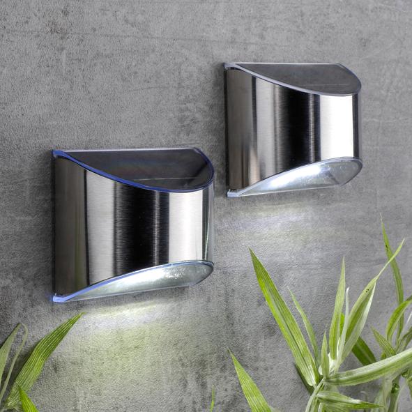 LED Solar Wandlampe, 2er Set