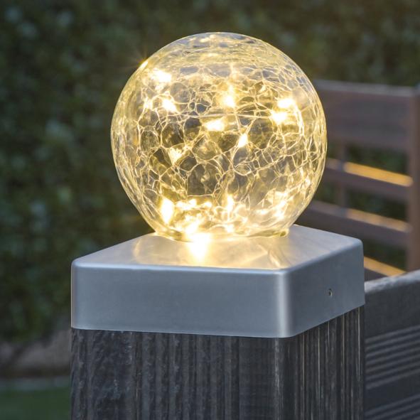 LED Solar Zaunbeleuchtung mit crackle- Glas