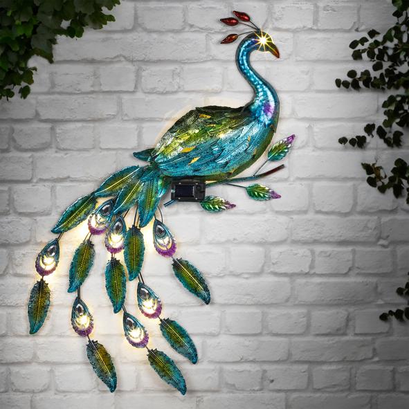 LED-Solar Wandlicht als Pfau